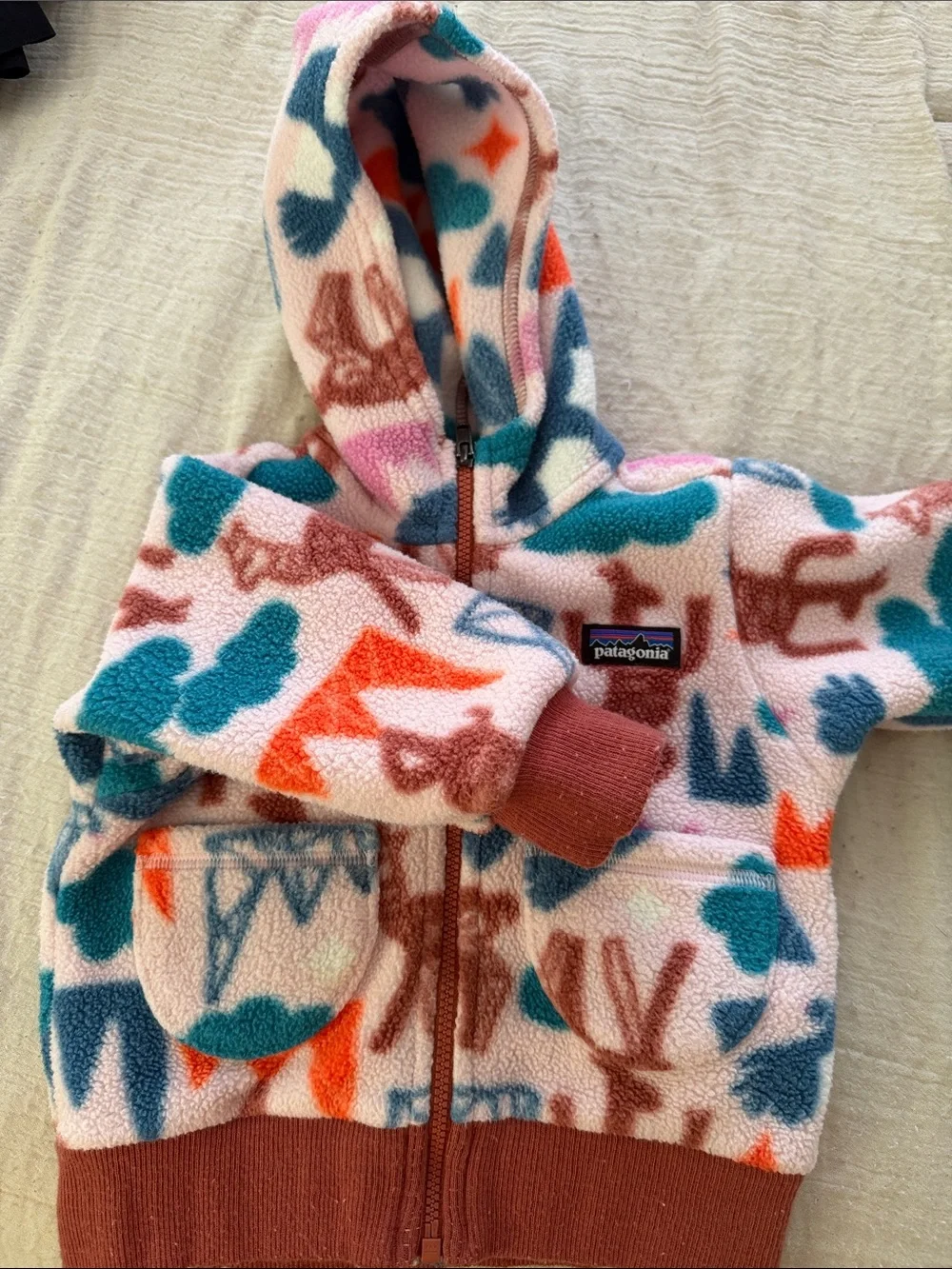 Patagonia Kids' Hooded Fleece Jacket - Pink, Teal, Rust, Orange
